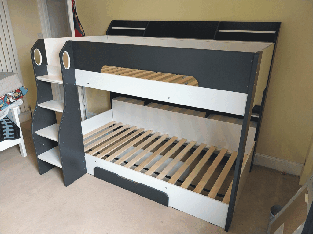 Cabin bed with a desk underneath